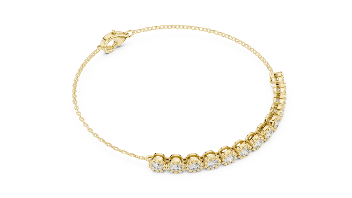 Minimal round lab grown diamond chain bracelet in yellow gold white gold and rose gold with elegant fine jewelry styling
