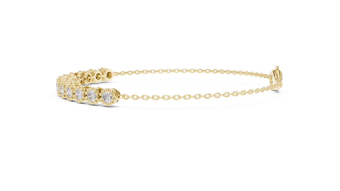 Minimal round lab grown diamond chain bracelet in yellow gold white gold and rose gold with elegant fine jewelry styling