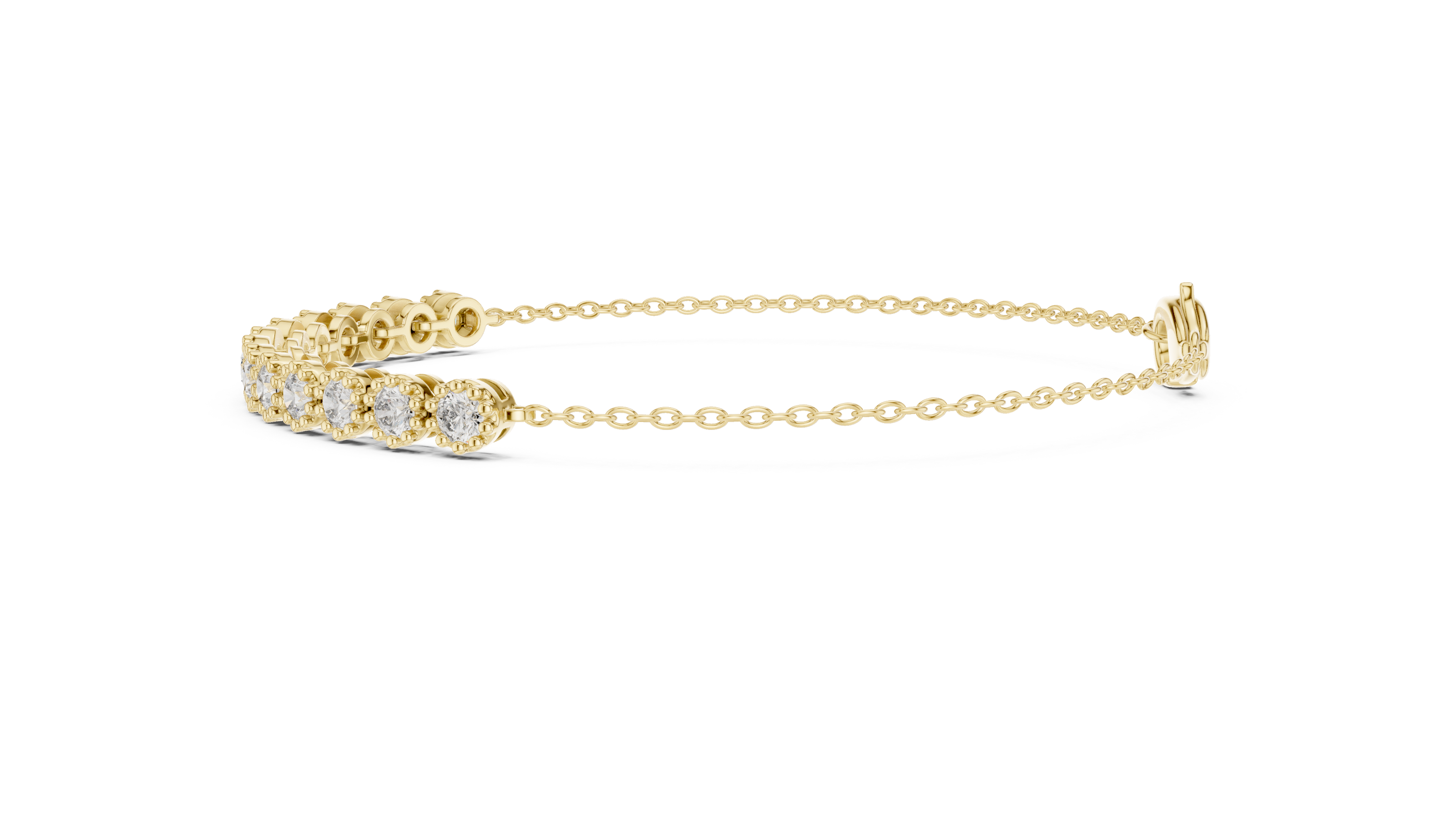 Minimal round lab grown diamond chain bracelet in yellow gold white gold and rose gold with elegant fine jewelry styling