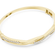 Twisted lab grown diamond bangle bracelet in yellow gold white gold and rose gold with modern crossover diamond design