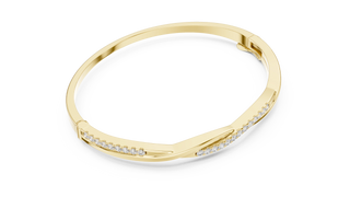 Twisted Diamond Bangle Bracelet in Yellow Gold