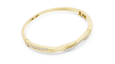 Twisted Diamond Bangle Bracelet in Yellow Gold