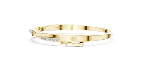 Twisted Diamond Bangle Bracelet in Yellow Gold