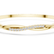 Twisted lab grown diamond bangle bracelet in yellow gold white gold and rose gold with modern crossover diamond design