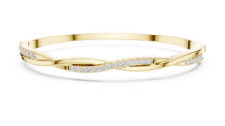 Twisted Diamond Bangle Bracelet in Yellow Gold