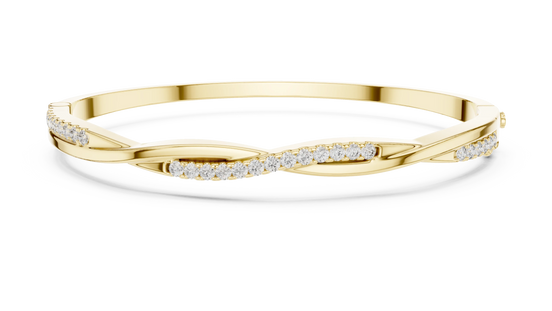 Twisted Diamond Bangle Bracelet in Yellow Gold