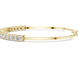 Open cuff lab grown diamond bangle bracelet in yellow gold white gold and rose gold with sleek modern diamond design