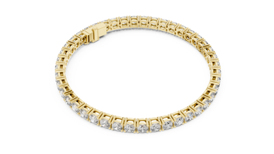 Cushion Cut Diamond Tennis Bracelet in Yellow Gold