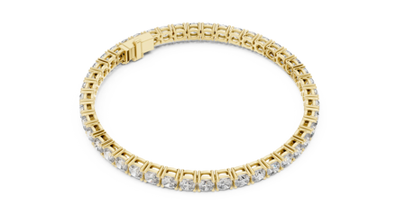 Cushion Cut Diamond Tennis Bracelet in Yellow Gold