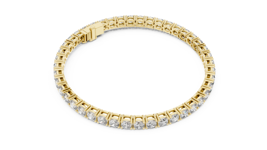 Cushion Cut Diamond Tennis Bracelet in Yellow Gold
