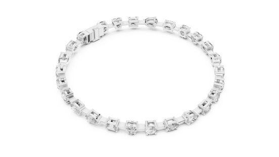 Mixed Shape Diamond Tennis Bracelet in White Gold