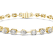 Multi shape lab grown diamond tennis bracelet with round heart oval pear and emerald cut diamonds in gold variations