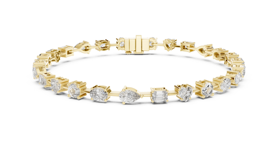 Mixed Shape Diamond Tennis Bracelet in Yellow Gold