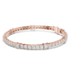 Princess and round lab grown diamond tennis bracelet in yellow white and rose gold with modern mixed shape design