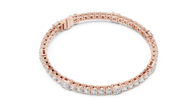 Princess & Round Diamond Tennis Bracelet in Rose Gold
