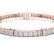 Princess and round lab grown diamond tennis bracelet in yellow white and rose gold with modern mixed shape design
