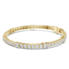 Princess and round lab grown diamond tennis bracelet in yellow white and rose gold with modern mixed shape design