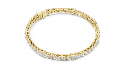 Princess & Round Diamond Tennis Bracelet in Yellow Gold