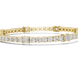Princess and round lab grown diamond tennis bracelet in yellow white and rose gold with modern mixed shape design