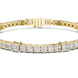 Princess and round lab grown diamond tennis bracelet in yellow white and rose gold with modern mixed shape design