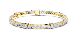 Princess & Round Diamond Tennis Bracelet in Yellow Gold