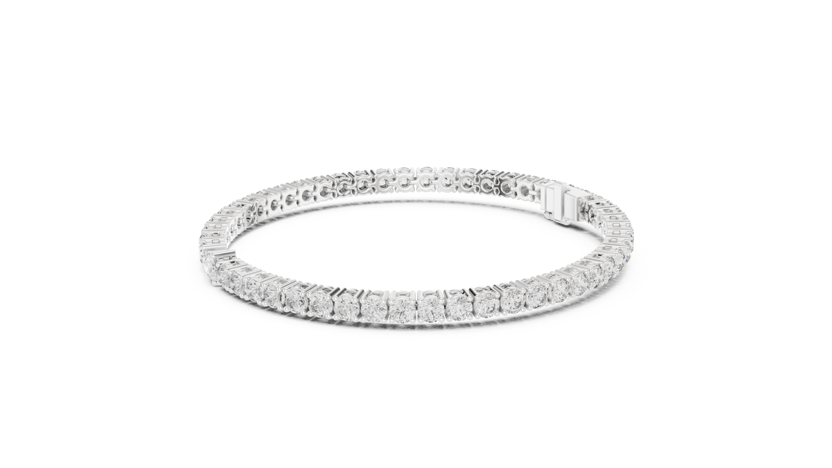 Pear accent lab grown diamond tennis bracelet with round diamonds and central pear cut diamond in gold variations