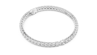 Pear Accent Diamond Tennis Bracelet in White Gold