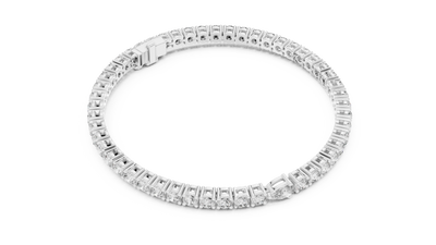 Pear Accent Diamond Tennis Bracelet in White Gold