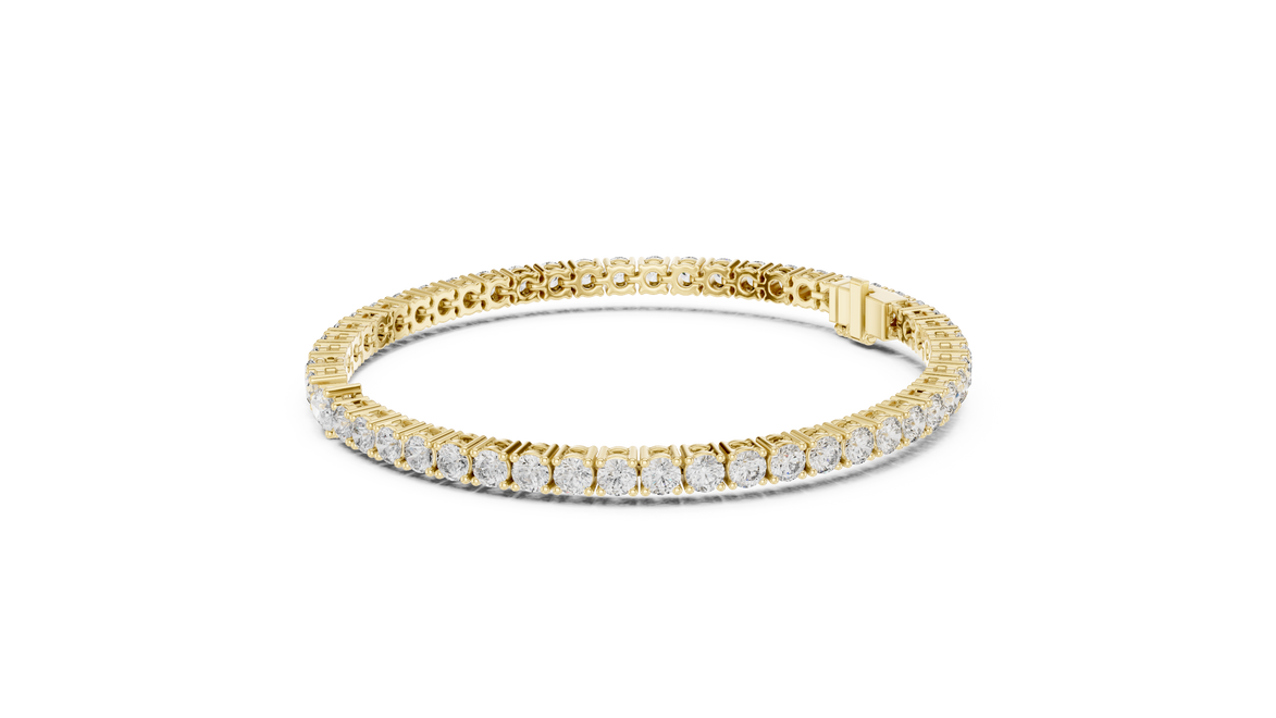Pear accent lab grown diamond tennis bracelet with round diamonds and central pear cut diamond in gold variations