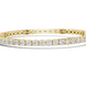 Pear accent lab grown diamond tennis bracelet with round diamonds and central pear cut diamond in gold variations