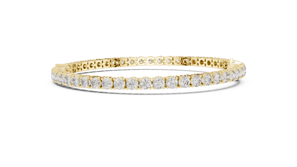 Pear accent lab grown diamond tennis bracelet with round diamonds and central pear cut diamond in gold variations