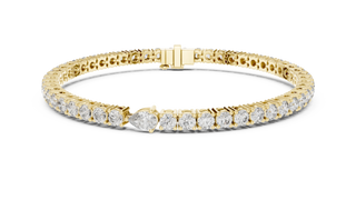 Pear Accent Diamond Tennis Bracelet in Yellow Gold