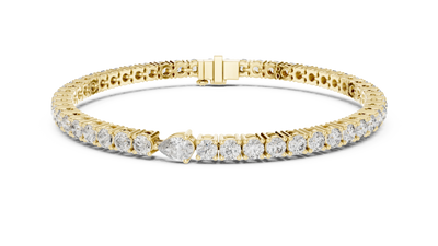 Pear Accent Diamond Tennis Bracelet in Yellow Gold
