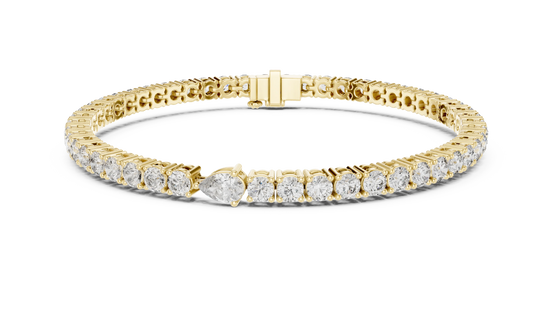 Pear Accent Diamond Tennis Bracelet in Yellow Gold