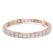 Graduated lab grown diamond tennis bracelet with varying size round diamonds in yellow white and rose gold