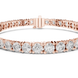Graduated lab grown diamond tennis bracelet with varying size round diamonds in yellow white and rose gold