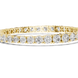 Graduated lab grown diamond tennis bracelet with varying size round diamonds in yellow white and rose gold