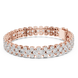 Double row lab grown diamond bracelet with brilliant round diamonds in yellow white and rose gold finishes
