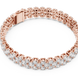 Double row lab grown diamond bracelet with brilliant round diamonds in yellow white and rose gold finishes