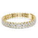 Double row lab grown diamond bracelet with brilliant round diamonds in yellow white and rose gold finishes