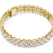 Double row lab grown diamond bracelet with brilliant round diamonds in yellow white and rose gold finishes