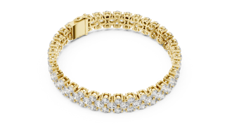 Double Row Round Diamond Tennis Bracelet in Yellow Gold