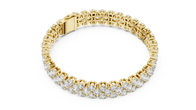 Double Row Round Diamond Tennis Bracelet in Yellow Gold