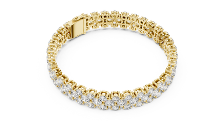 Double Row Round Diamond Tennis Bracelet in Yellow Gold