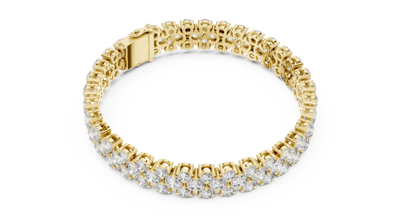 Double Row Round Diamond Tennis Bracelet in Yellow Gold