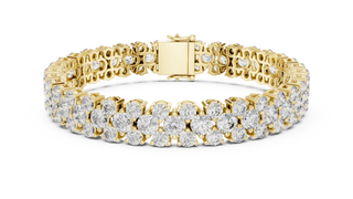 Double Row Round Diamond Tennis Bracelet in Yellow Gold