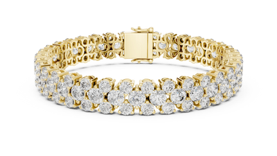 Double Row Round Diamond Tennis Bracelet in Yellow Gold