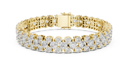 Double Row Round Diamond Tennis Bracelet in Yellow Gold