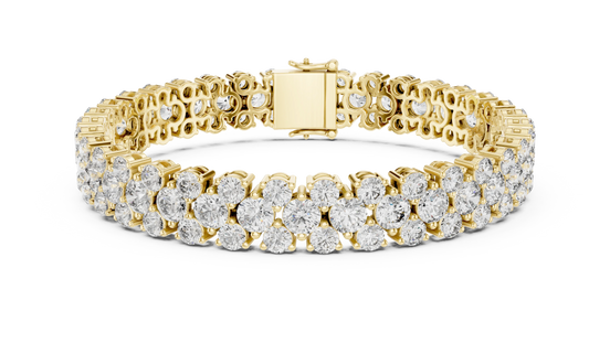 Double Row Round Diamond Tennis Bracelet in Yellow Gold