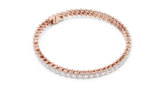Marquise Cut Diamond Tennis Bracelet in Rose Gold